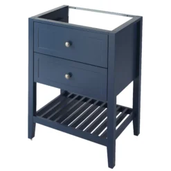 GoodHome Perma Satin Blue Bathroom Vanity Unit (H)80.6cm (W)60cm