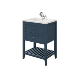 GoodHome Perma Satin Blue Bathroom Vanity Unit (H)80.6cm (W)60cm -Crystal Bathware goodhome perma satin blue bathroom vanity unit h 80 6cm w 60cm5059340018645 25c