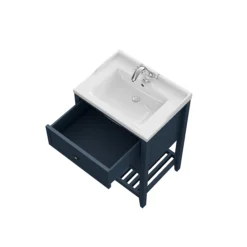 GoodHome Perma Satin Blue Bathroom Vanity Unit (H)80.6cm (W)60cm -Crystal Bathware goodhome perma satin blue bathroom vanity unit h 80 6cm w 60cm5059340018645 36c