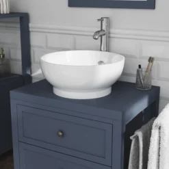 GoodHome Perma Satin Blue Square Edge MDF Bathroom Worktop 2.8cm X 45.2cm X 60.5cm -Crystal Bathware goodhome perma satin blue square edge mdf bathroom worktop 2 8cm x 45 2cm x 60 5cm5059340018737 01i