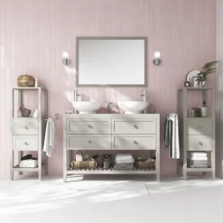 GoodHome Perma Satin Grey Vanity Unit (H)80.6cm (W)120cm -Crystal Bathware goodhome perma satin grey vanity unit h 80 6cm w 120cm5059340018225 04i