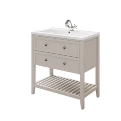 GoodHome Perma Satin Grey Vanity Unit (H)80.6cm (W)80cm -Crystal Bathware goodhome perma satin grey vanity unit h 80 6cm w 80cm5059340018201 25c