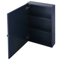 GoodHome Perma Satin Navy Wall-mounted Single Bathroom Cabinet With Mirrored Door (W)500mm (H)700mm -Crystal Bathware goodhome perma satin navy wall mounted single bathroom cabinet with mirrored door w 500mm h 700mm5059340018690 21c