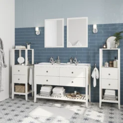 GoodHome Perma Satin White Bathroom Vanity Unit (H)80.6cm (W)120cm -Crystal Bathware goodhome perma satin white bathroom vanity unit h 80 6cm w 120cm5059340018126 01i