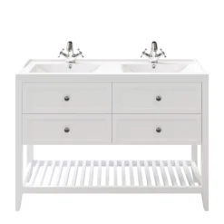 GoodHome Perma Satin White Bathroom Vanity Unit (H)80.6cm (W)120cm -Crystal Bathware goodhome perma satin white bathroom vanity unit h 80 6cm w 120cm5059340018126 21c