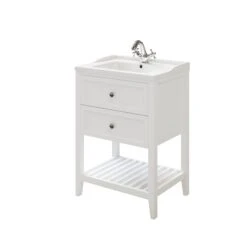GoodHome Perma Satin White Bathroom Vanity Unit (H)80.6cm (W)60cm -Crystal Bathware goodhome perma satin white bathroom vanity unit h 80 6cm w 60cm5059340018096 22c