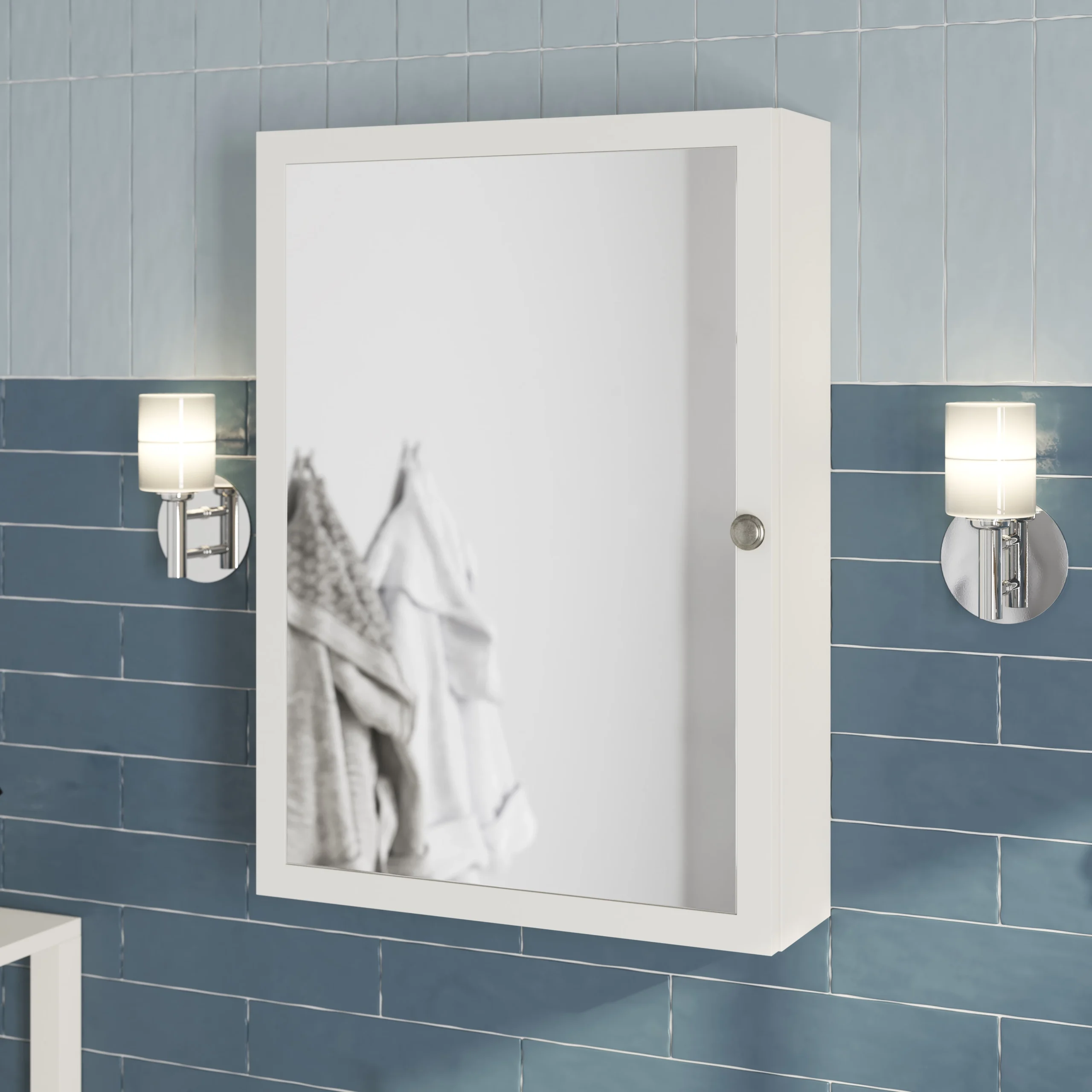 GoodHome Perma Satin White Wall-mounted Single Bathroom Cabinet With Mirrored Door (W)500mm (H)700mm 6 GoodHome Perma Satin White Wall-mounted Single Bathroom Cabinet With Mirrored Door (W)500mm (H)700mm - Image 4