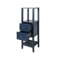 GoodHome Perma Tall Satin Blue Bathroom Cabinet (H)120cm (W)40cm -Crystal Bathware goodhome perma tall satin blue bathroom cabinet h 120cm w 40cm5059340018683 21c