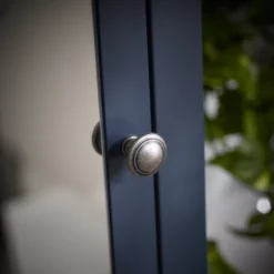 GoodHome Perma Tall Satin Blue Single Bathroom Cabinet With Mirrored Door (W)400mm (H)1850mm -Crystal Bathware goodhome perma tall satin blue single bathroom cabinet with mirrored door w 400mm h 1850mm5059340257235 05i EN BQ