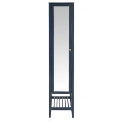 GoodHome Perma Tall Satin Blue Single Freestanding Bathroom Cabinet (H)185cm (W)40cm -Crystal Bathware goodhome perma tall satin blue single freestanding bathroom cabinet h 185cm w 40cm5059340018706 02c