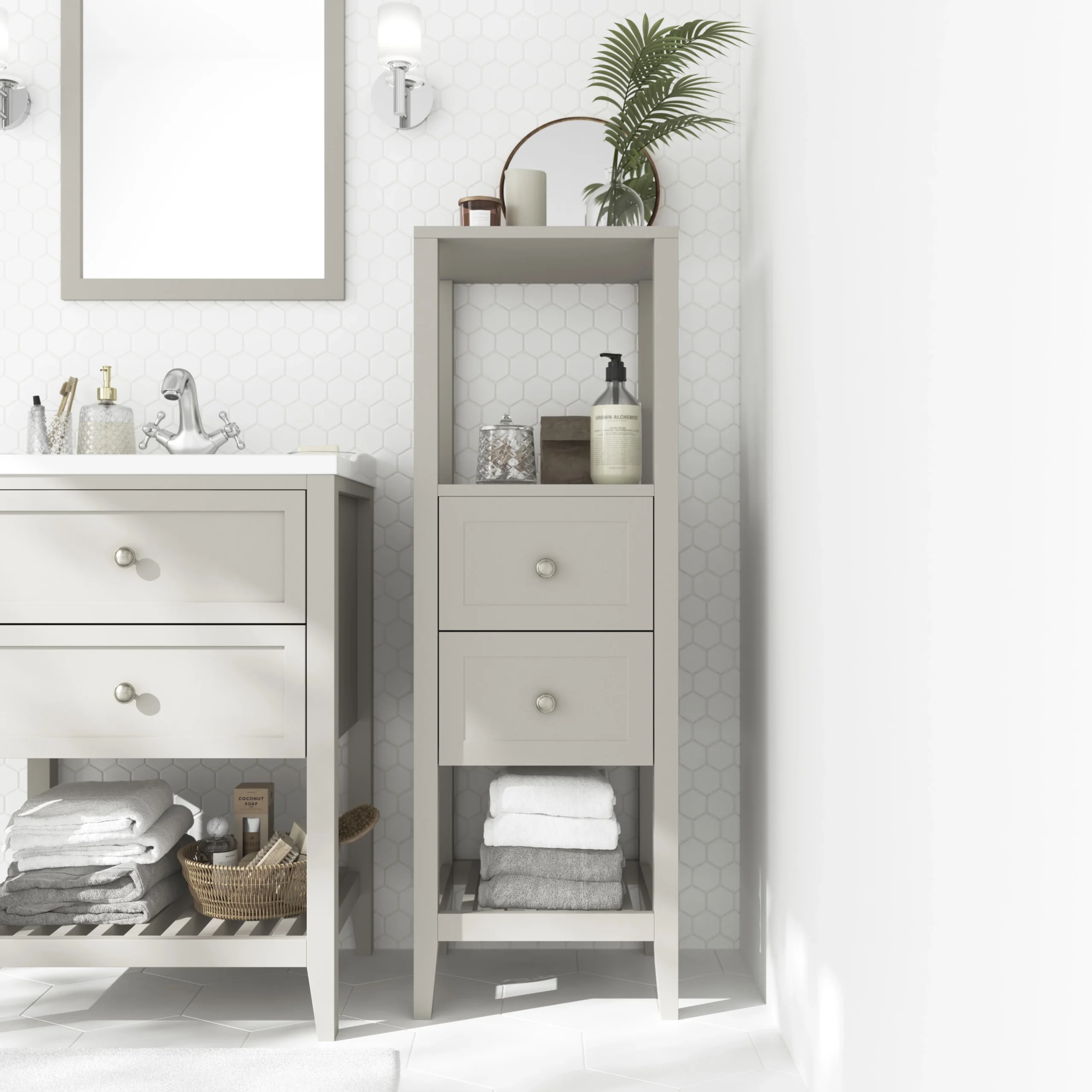 GoodHome Perma Tall Satin Grey Bathroom Cabinet (H)120cm (W)40cm 6 GoodHome Perma Tall Satin Grey Bathroom Cabinet (H)120cm (W)40cm - Image 4