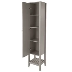 GoodHome Perma Tall Satin Grey Single Freestanding Bathroom Cabinet (H)185cm (W)40cm 10 GoodHome Perma Tall Satin Grey Single Freestanding Bathroom Cabinet (H)185cm (W)40cm -Crystal Bathware goodhome perma tall satin grey single freestanding bathroom cabinet h 185cm w 40cm5059340018256 21c