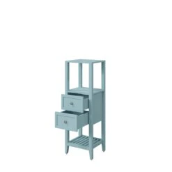 GoodHome Perma Tall Satin Light Blue Single Bathroom Cabinet (H)120cm (W)40.2cm -Crystal Bathware goodhome perma tall satin light blue single bathroom cabinet h 120cm w 40 2cm5059340488059 22c