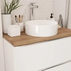 GoodHome Scalea White Round Counter-mounted Counter Top Basin -Crystal Bathware goodhome scalea white round counter mounted counter top basin3663602300069 09i