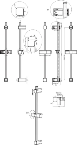 GoodHome Teesta Straight Shower Riser Rail, 67.4cm -Crystal Bathware goodhome teesta straight shower riser rail 67 4cm3663602301189 01t