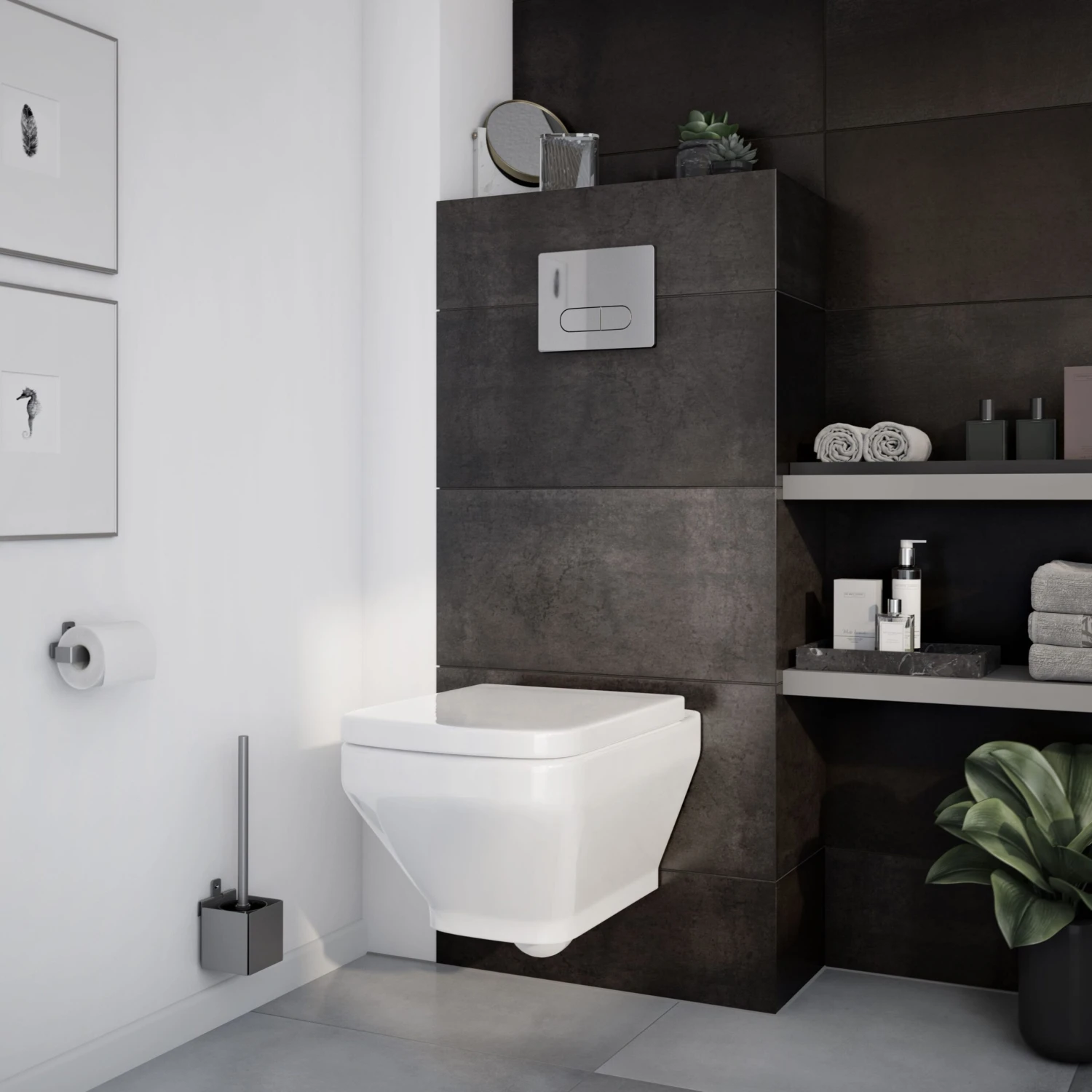 GoodHome Teesta White Wall Hung Square Toilet With Soft Close Seat 10 GoodHome Teesta White Wall Hung Square Toilet With Soft Close Seat - Image 8