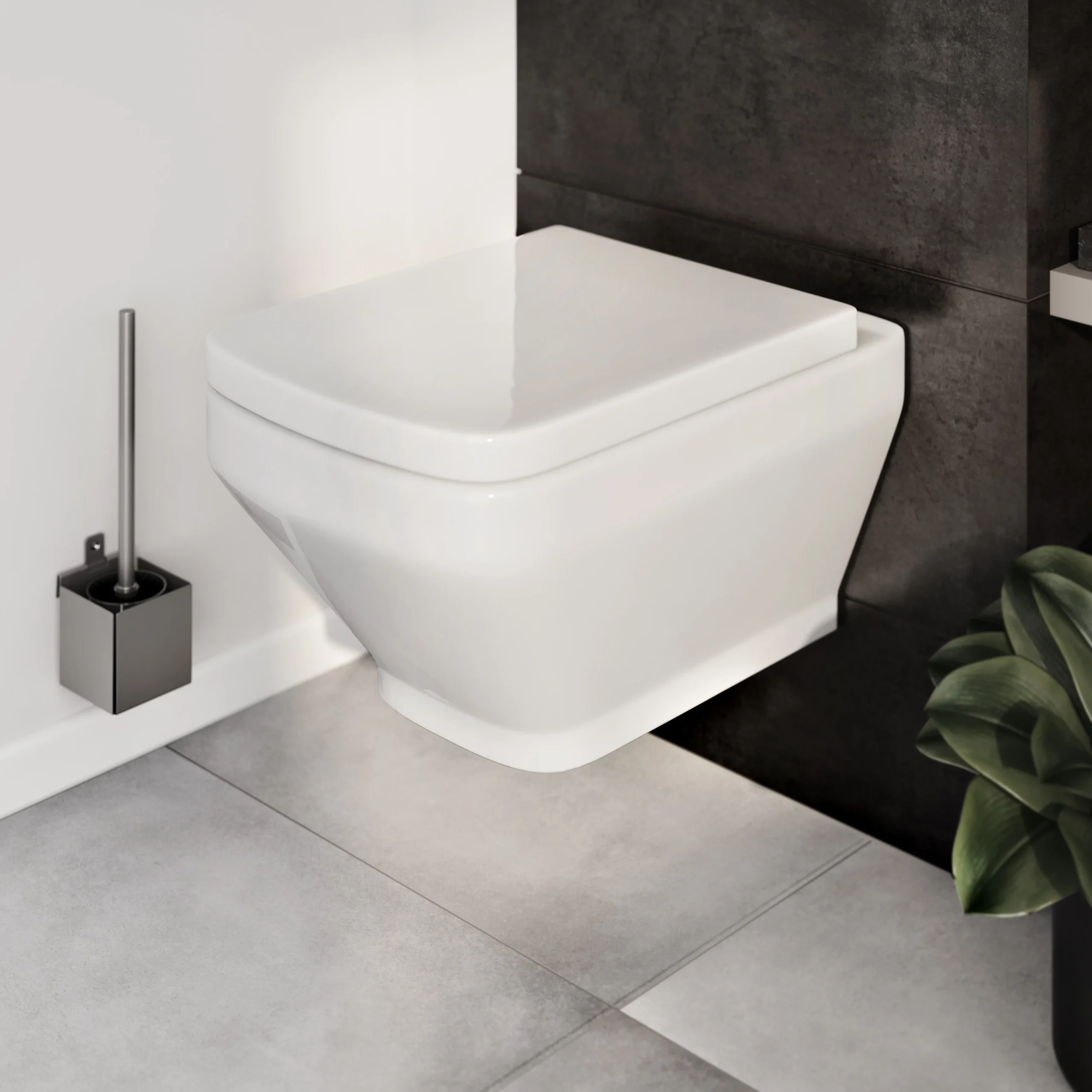GoodHome Teesta White Wall Hung Square Toilet With Soft Close Seat 9 GoodHome Teesta White Wall Hung Square Toilet With Soft Close Seat - Image 7