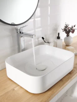 GoodHome Tekapo White Rectangular Counter Top Basin (W)45cm -Crystal Bathware goodhome tekapo white rectangular counter top basin w 45cm5059340222370 21i