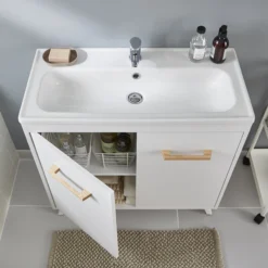 GoodHome Towan White Oblong Counter-mounted Counter Top Basin (W)81.3cm -Crystal Bathware goodhome towan white oblong counter mounted counter top basin w 81 3cm3663602527237 04bq