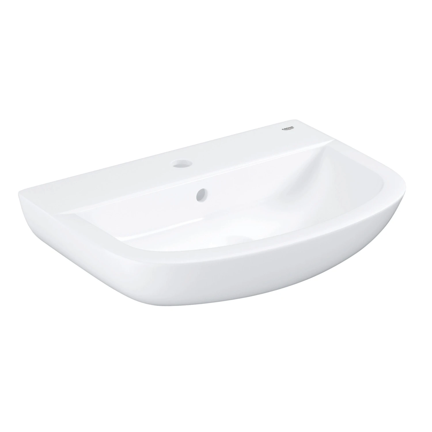 Grohe Bau Alpine White Curved Wall-mounted Cloakroom Basin (W)55.3cm 3 Grohe Bau Alpine White Curved Wall-mounted Cloakroom Basin (W)55.3cm