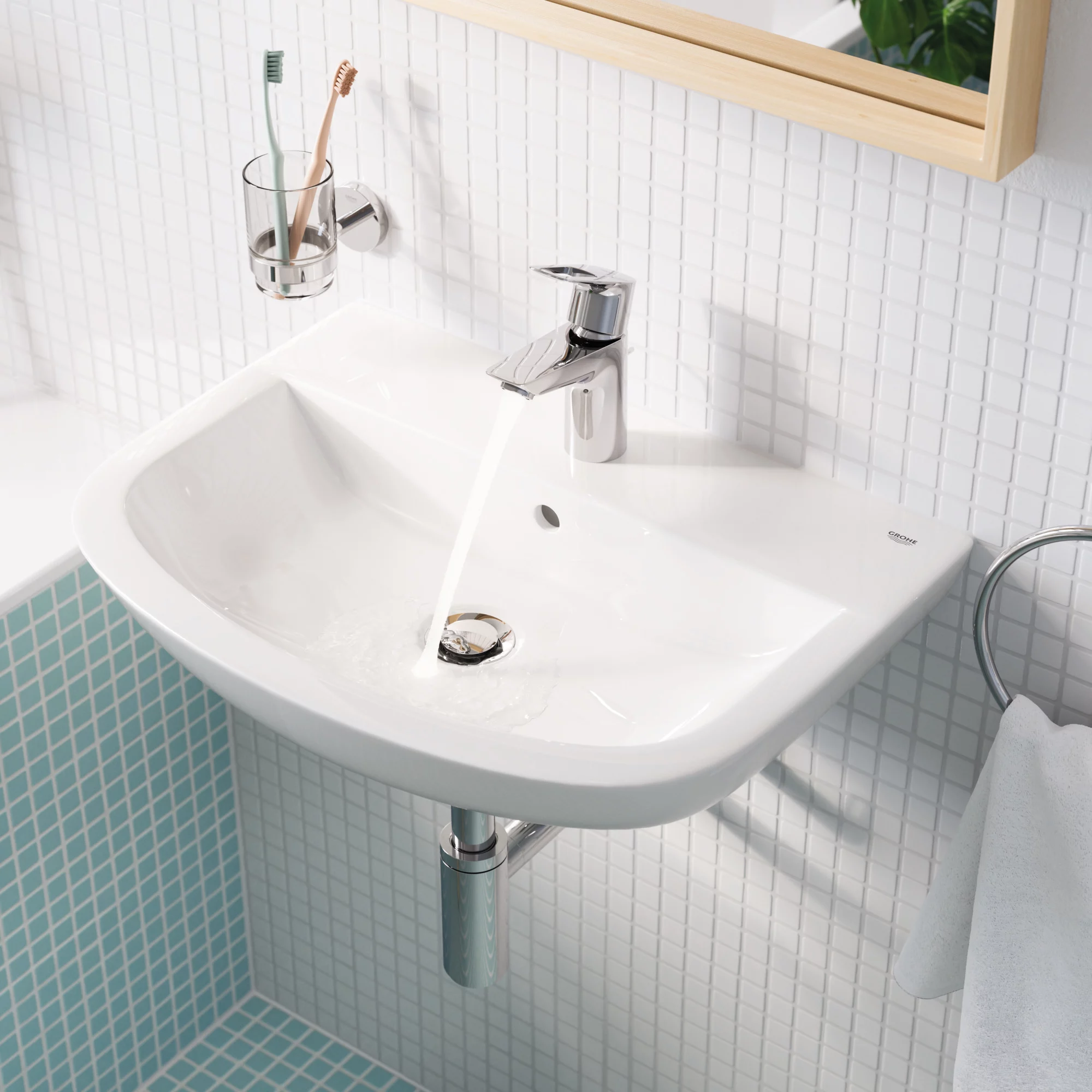 Grohe Bau Alpine White Curved Wall-mounted Cloakroom Basin (W)55.3cm 4 Grohe Bau Alpine White Curved Wall-mounted Cloakroom Basin (W)55.3cm - Image 2