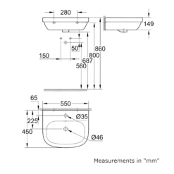 Grohe Euro Alpine White Curved Wall-mounted Cloakroom Basin (W)55cm -Crystal Bathware grohe euro alpine white curved wall mounted cloakroom basin w 55cm4005176407246 01t