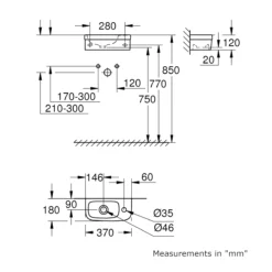 Grohe Euro Alpine White Rectangular Wall-mounted Micro Basin (W)37cm -Crystal Bathware grohe euro alpine white rectangular wall mounted micro basin w 37cm4005176390104 01t