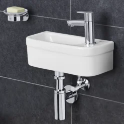 Grohe Euro Alpine White Rectangular Wall-mounted Micro Basin (W)37cm -Crystal Bathware grohe euro alpine white rectangular wall mounted micro basin w 37cm4005176390104 02c