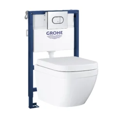 Grohe Euro Alpine White Wall Hung Toilet & Cistern With Soft Close Seat