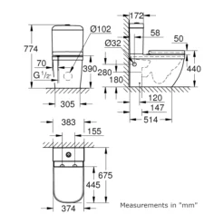 Grohe Euro White Back To Wall Toilet & Cistern With Soft Close Seat -Crystal Bathware grohe euro white back to wall toilet cistern with soft close seat4005176454608 01t