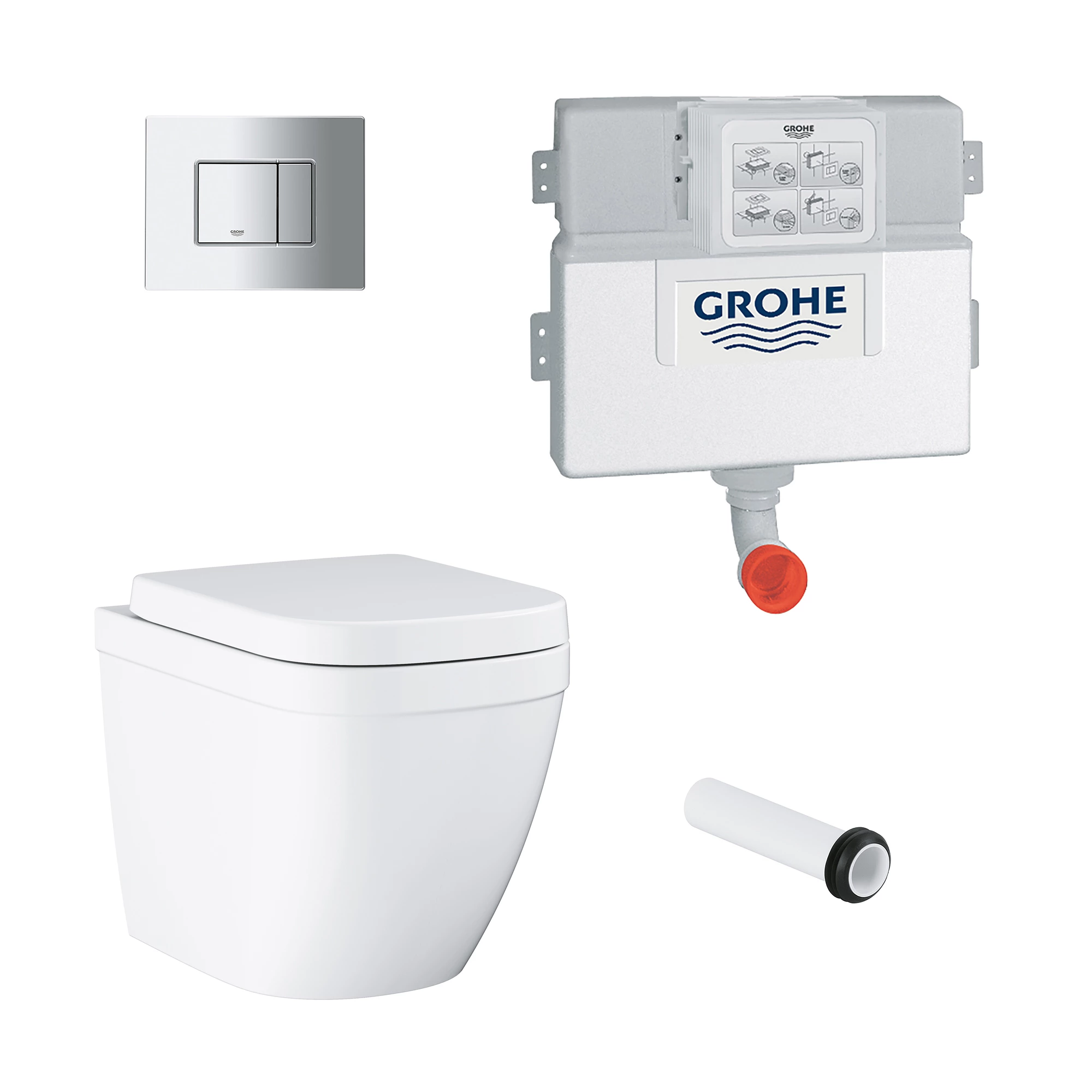 Grohe Even & Euro Alpine White Back To Wall Toilet & Cistern With Soft Close Seat 3 Grohe Even & Euro Alpine White Back To Wall Toilet & Cistern With Soft Close Seat