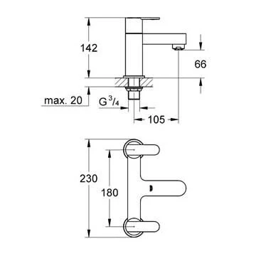 Grohe GET Gloss Chrome Deck-mounted Manual Double Bath Filler Tap 7 Grohe GET Gloss Chrome Deck-mounted Manual Double Bath Filler Tap - Image 5