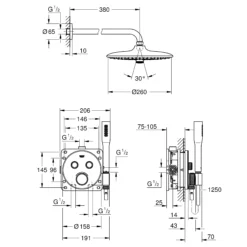 Grohe Grohtherm SmartControl Chrome Effect Thermostatic Multi Head Shower With 2 Buttons -Crystal Bathware grohe grohtherm smartcontrol chrome effect thermostatic multi head shower with 2 buttons4005176484117 01t bq