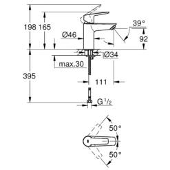 Grohe Quickfix Start Modern Basin Mono Mixer Tap -Crystal Bathware grohe quickfix start modern basin mono mixer tap4005176690310 01t bq