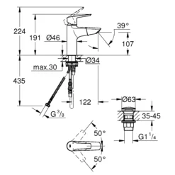 Grohe QuickFix Start Pull-out Chrome Effect Deck-mounted Manual Basin Mono Mixer Tap With Pop-up Waste -Crystal Bathware grohe quickfix start pull out chrome effect deck mounted manual basin mono mixer tap with pop up waste4005176644184 01t bq