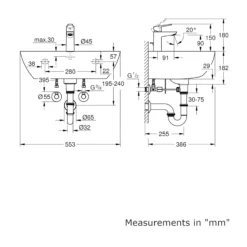 Grohe Start Edge & Bau Alpine White Curved Wall-mounted Cloakroom Basin (W)55.3cm 11 Grohe Start Edge & Bau Alpine White Curved Wall-mounted Cloakroom Basin (W)55.3cm -Crystal Bathware grohe start edge bau alpine white curved wall mounted cloakroom basin w 55 3cm4005176478918 01t