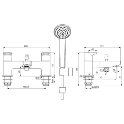 Ideal Standard Ceraplan Silk Black Ceramic Disk Surface-mounted Double Shower Mixer Tap 13 Ideal Standard Ceraplan Silk Black Ceramic Disk Surface-mounted Double Shower Mixer Tap -Crystal Bathware ideal standard ceraplan silk black ceramic disk surface mounted double shower mixer tap3800861116998 06t bq