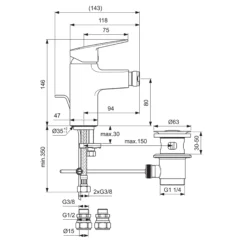 Ideal Standard Ceraplan Standard Chrome Effect Square Deck-mounted Manual Bidet Mono Mixer Tap -Crystal Bathware ideal standard ceraplan standard chrome effect square deck mounted manual bidet mono mixer tap3800861103905 02t bq