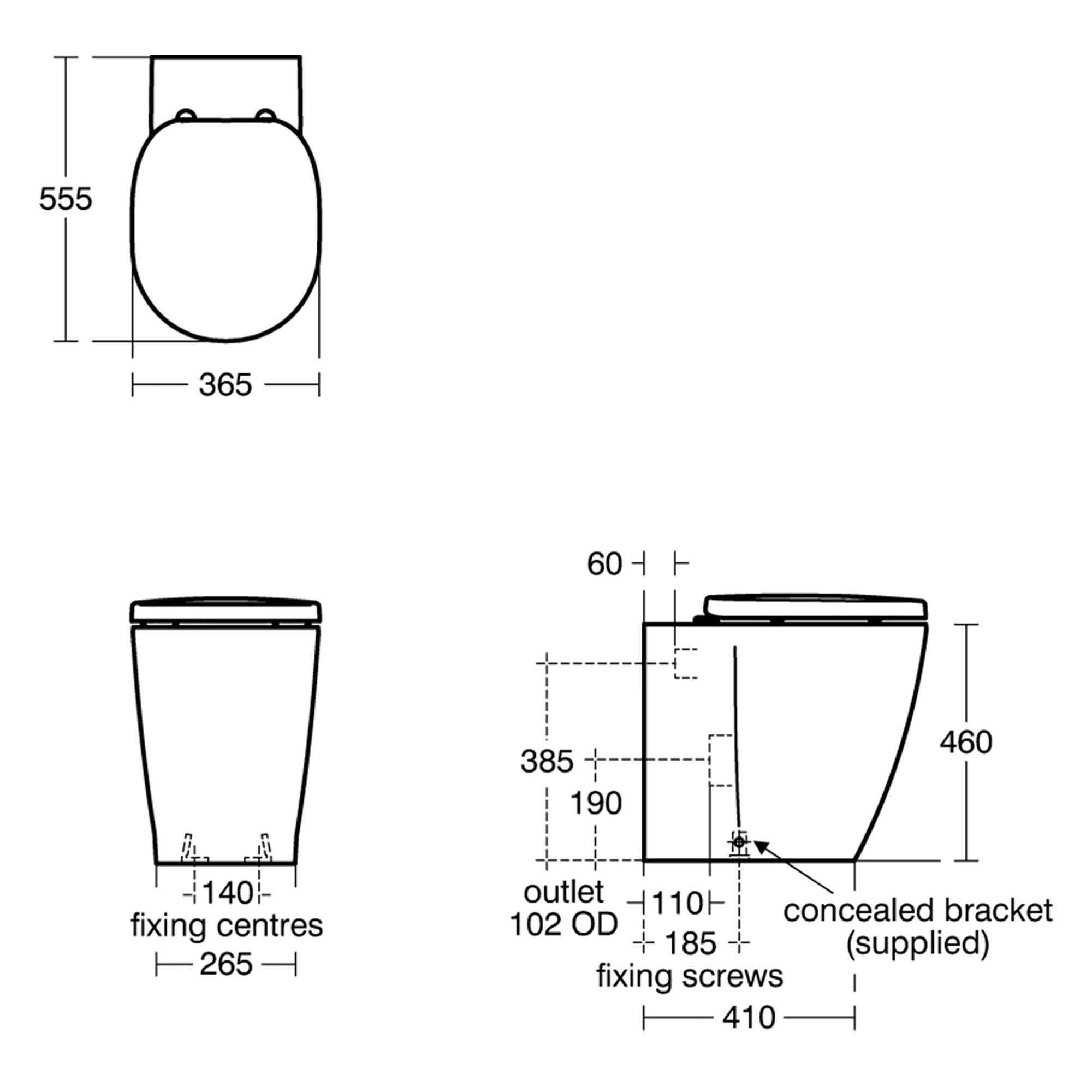 Ideal Standard Concept Freedom White Standard Back To Wall Round Comfort Height Toilet Set With Soft Close Seat 9 Ideal Standard Concept Freedom White Standard Back To Wall Round Comfort Height Toilet Set With Soft Close Seat - Image 7