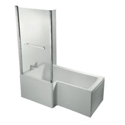 Ideal Standard Concept Space Clear Straight Bright Silver Effect Frame Bath Screen, (H)140.3cm (W)738mm -Crystal Bathware ideal standard concept space clear straight bright silver effect frame bath screen h 140 3cm w 738mm5017830450627 04c bq