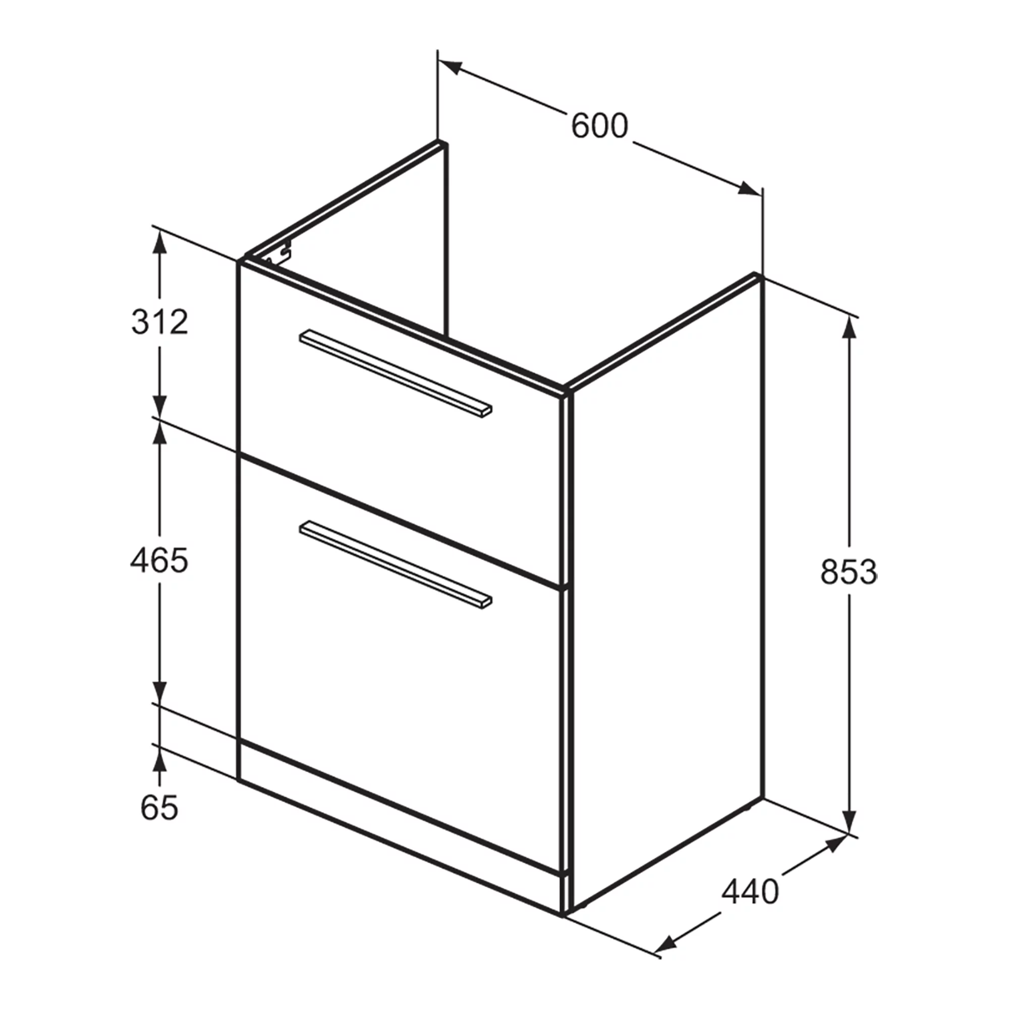 Ideal Standard I.life A Standard Coffee Brown Oak Effect Freestanding Bathroom Vanity Unit (H)85.3cm (W)60cm 10 Ideal Standard I.life A Standard Coffee Brown Oak Effect Freestanding Bathroom Vanity Unit (H)85.3cm (W)60cm - Image 8
