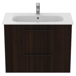 Ideal Standard I.life A Standard Coffee Brown Oak Effect Wall-mounted Bathroom Vanity Unit (H)63cm (W)80cm -Crystal Bathware ideal standard i life a standard coffee brown oak effect wall mounted bathroom vanity unit h 63cm w 80cm8014140501985 05c bq