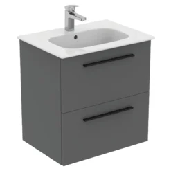 Ideal Standard I.life A Standard Gloss Quartz Grey Wall-mounted Bathroom Vanity Unit (H)63cm (W)60cm -Crystal Bathware ideal standard i life a standard gloss quartz grey wall mounted bathroom vanity unit h 63cm w 60cm8014140493488 03c bq