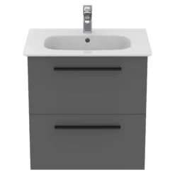 Ideal Standard I.life A Standard Gloss Quartz Grey Wall-mounted Bathroom Vanity Unit (H)63cm (W)60cm -Crystal Bathware ideal standard i life a standard gloss quartz grey wall mounted bathroom vanity unit h 63cm w 60cm8014140493488 05c bq