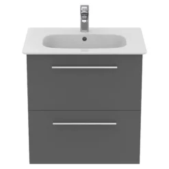 Ideal Standard I.life A Standard Gloss Quartz Grey Wall-mounted Bathroom Vanity Unit (H)63cm (W)60cm -Crystal Bathware ideal standard i life a standard gloss quartz grey wall mounted bathroom vanity unit h 63cm w 60cm8014140493488 06c bq
