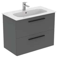 Ideal Standard I.life A Standard Gloss Quartz Grey Wall-mounted Bathroom Vanity Unit (H)63cm (W)80cm 11 Ideal Standard I.life A Standard Gloss Quartz Grey Wall-mounted Bathroom Vanity Unit (H)63cm (W)80cm -Crystal Bathware ideal standard i life a standard gloss quartz grey wall mounted bathroom vanity unit h 63cm w 80cm8014140493532 03c bq