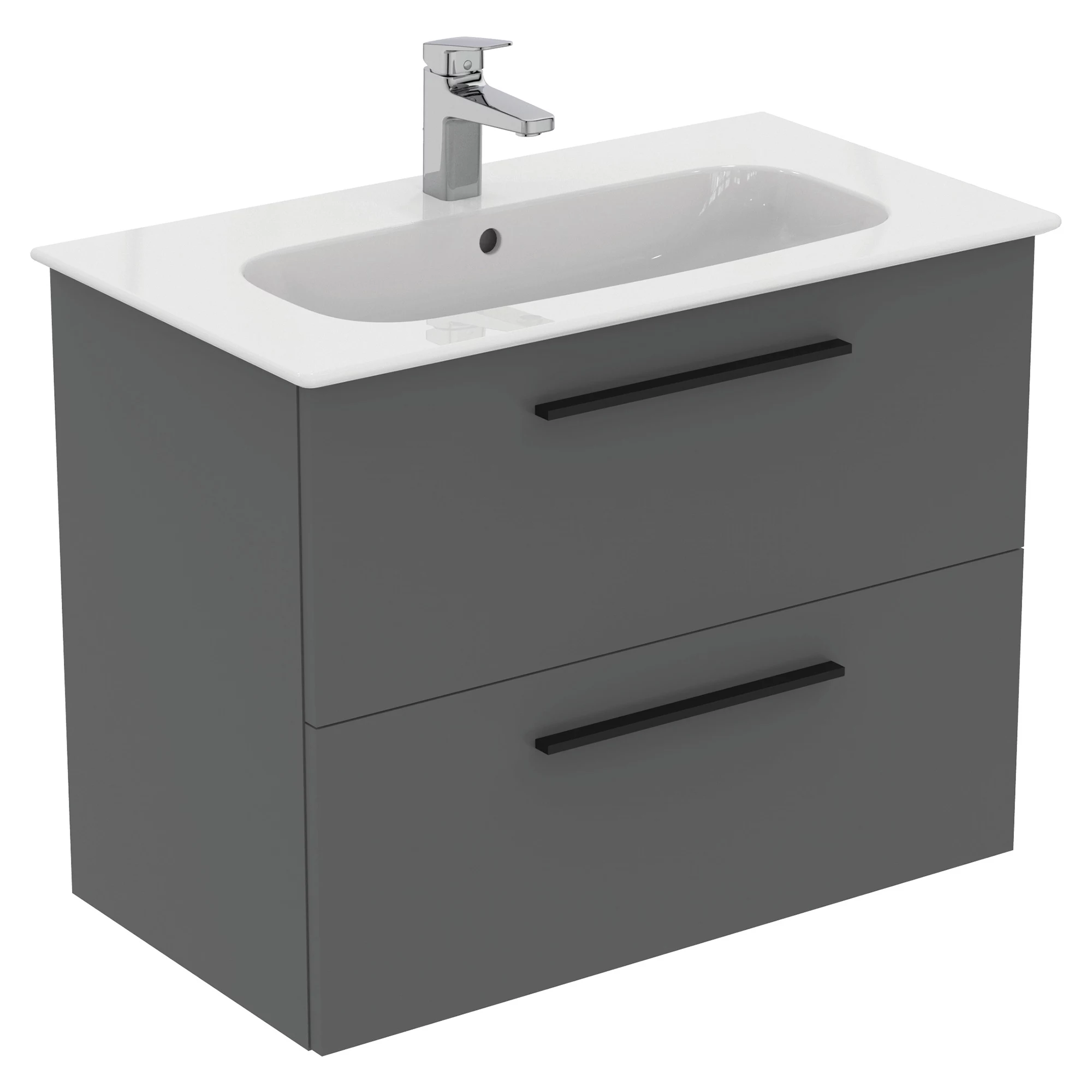Ideal Standard I.life A Standard Gloss Quartz Grey Wall-mounted Bathroom Vanity Unit (H)63cm (W)80cm 5 Ideal Standard I.life A Standard Gloss Quartz Grey Wall-mounted Bathroom Vanity Unit (H)63cm (W)80cm - Image 3