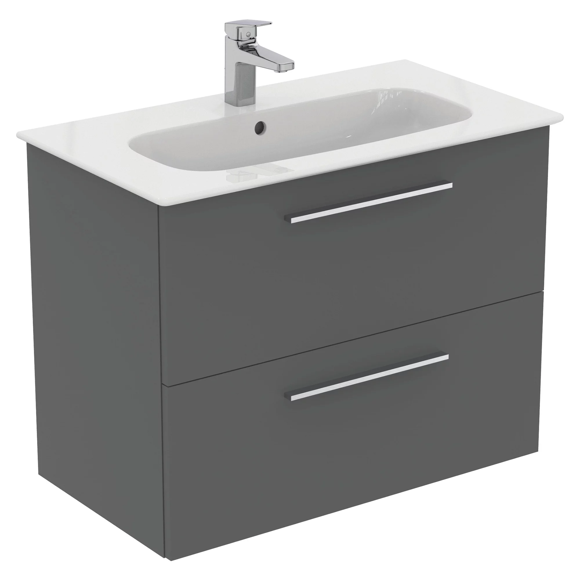 Ideal Standard I.life A Standard Gloss Quartz Grey Wall-mounted Bathroom Vanity Unit (H)63cm (W)80cm 6 Ideal Standard I.life A Standard Gloss Quartz Grey Wall-mounted Bathroom Vanity Unit (H)63cm (W)80cm - Image 4