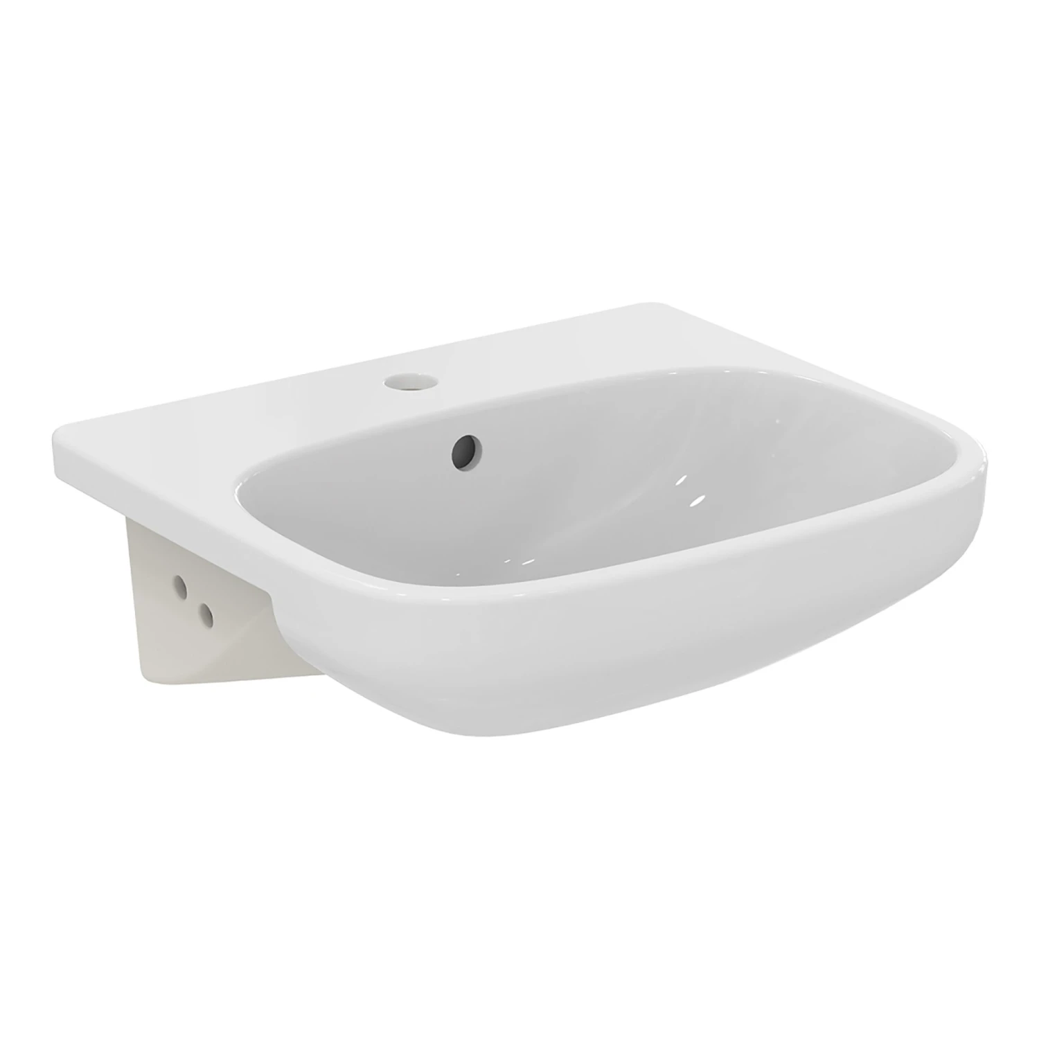 Ideal Standard I.life A White Rectangular Semi-recessed Basin (W)50cm 3 Ideal Standard I.life A White Rectangular Semi-recessed Basin (W)50cm