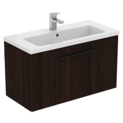 Ideal Standard I.life S Compact Coffee Brown Oak Effect Wall-mounted Bathroom Vanity Unit (H)44cm (W)80cm -Crystal Bathware ideal standard i life s compact coffee brown oak effect wall mounted bathroom vanity unit h 44cm w 80cm8014140503033 05c bq